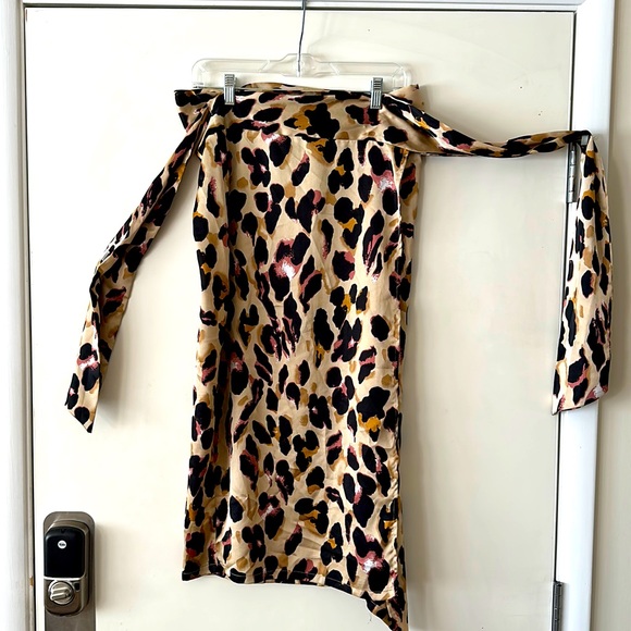 Leopard Satin Wrap Skirt - Picture 1 of 2